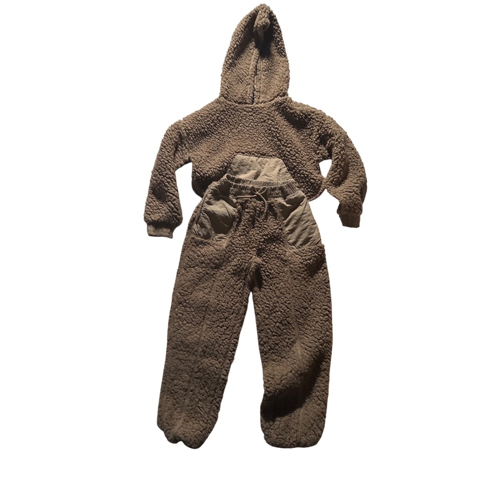 Nova Kids Brown Borg Fleece Hoodie and Joggers Two‎ Piece Lounge Set